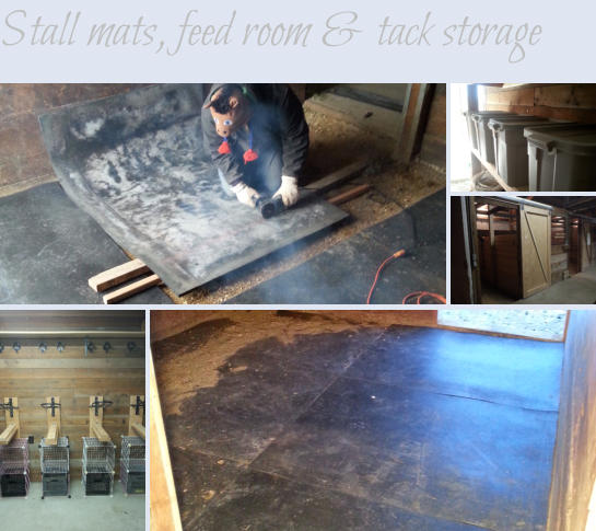 Stall mats, feed room & tack storage